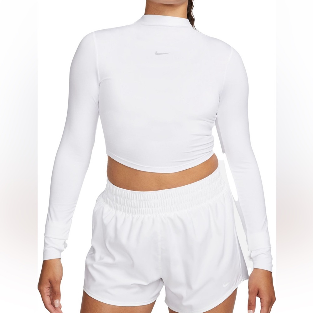 Nike Women’s One Dri-Fit Luxe Long Sleeve Crop Top in White New With Tags